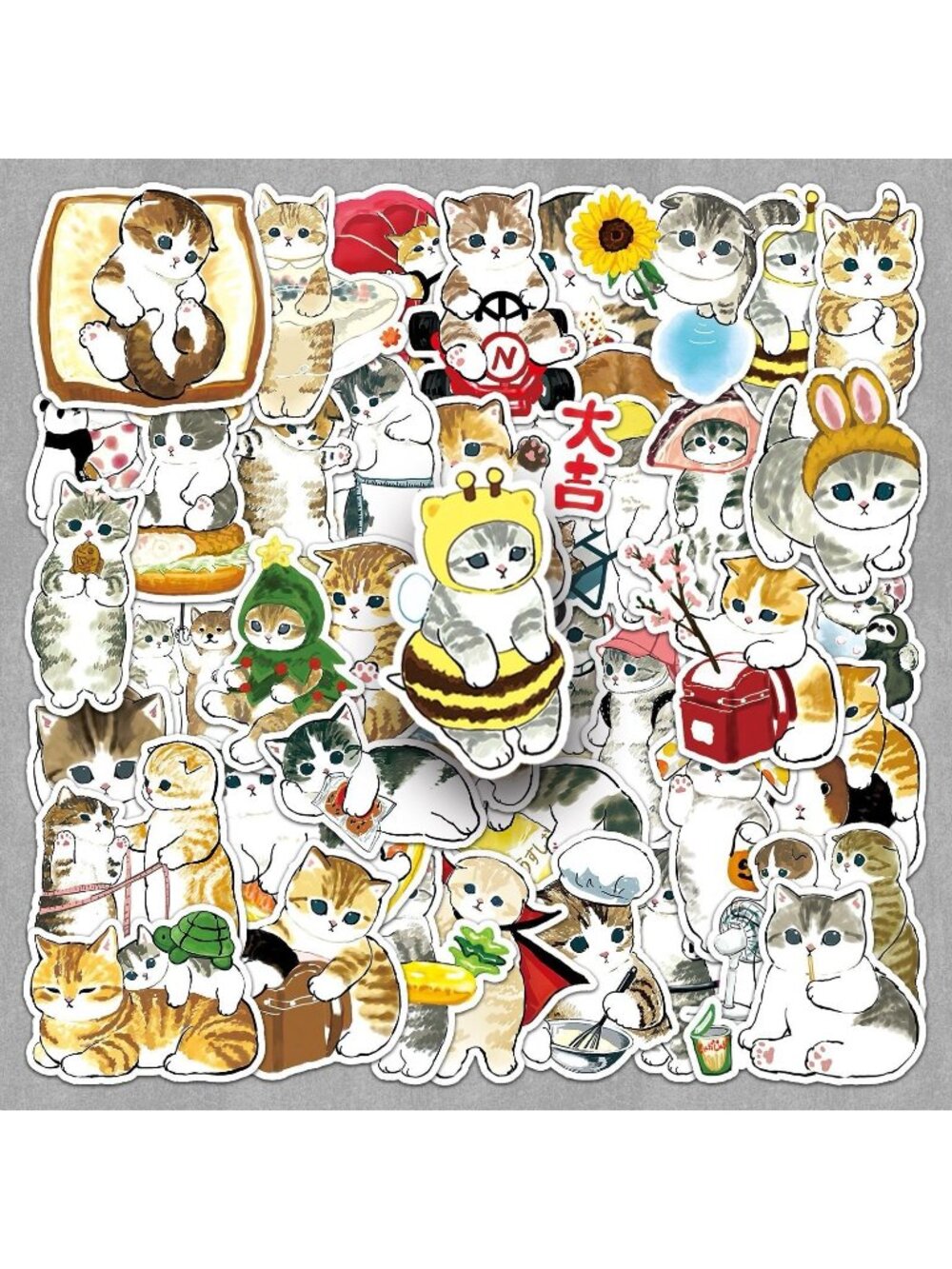 50 PCs Cute Cat Mofusand Stickers Kawaii Kitty Funny Cats Waterproof Decals